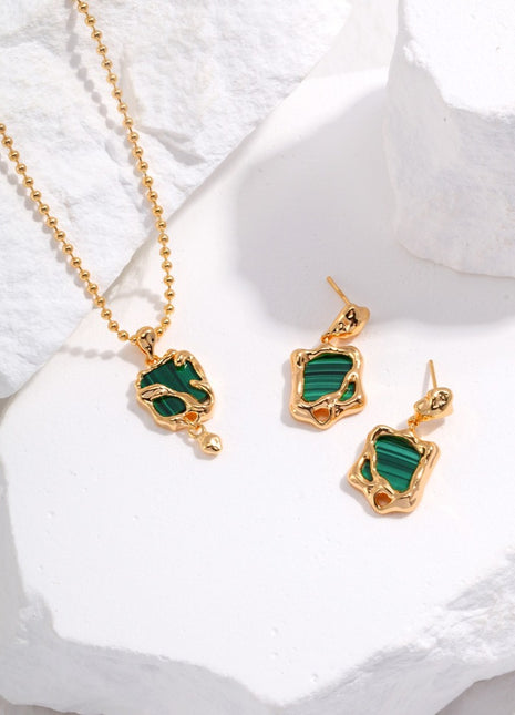 Sterling silver malachite earrings E0848