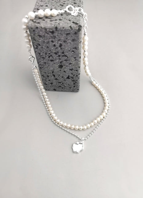 Silver Pearl Necklace D0235