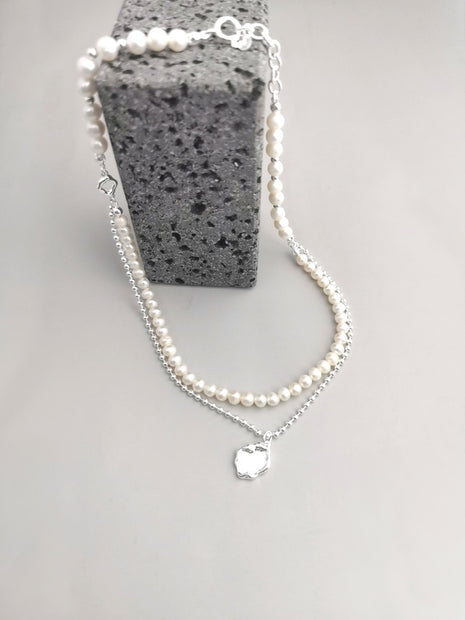 Silver Pearl Necklace D0235