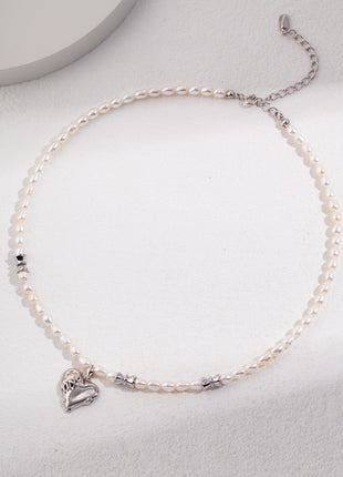 Silver heart pearl earrings E0911