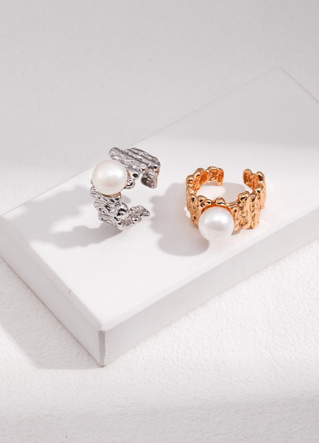 Sterling silver pearl ring J0204