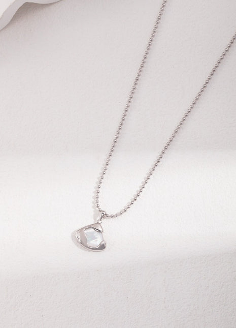 Silver White Pearl Skirt Necklace D0379