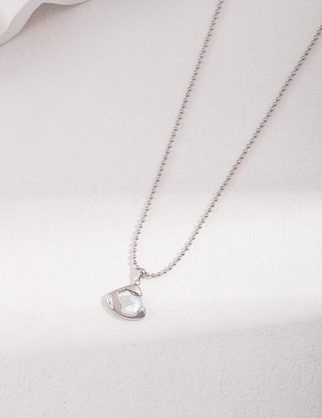 Silver White Pearl Skirt Necklace D0379