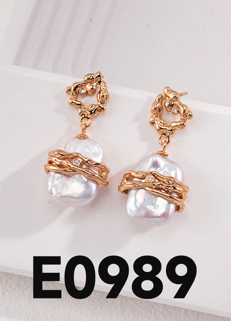 Sterling silver pearl earrings E0989