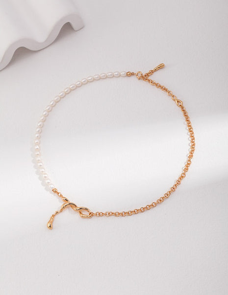 Sterling silver pearl necklace D0248