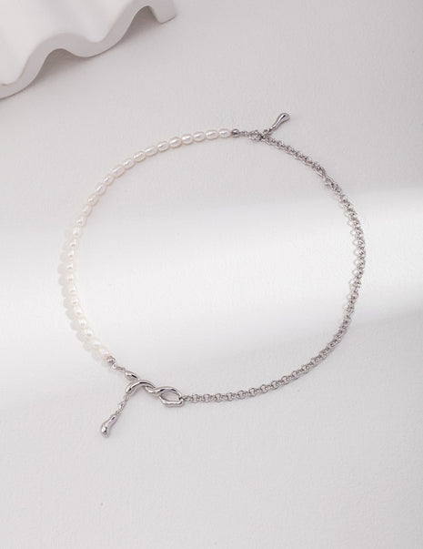 Sterling silver pearl necklace D0248