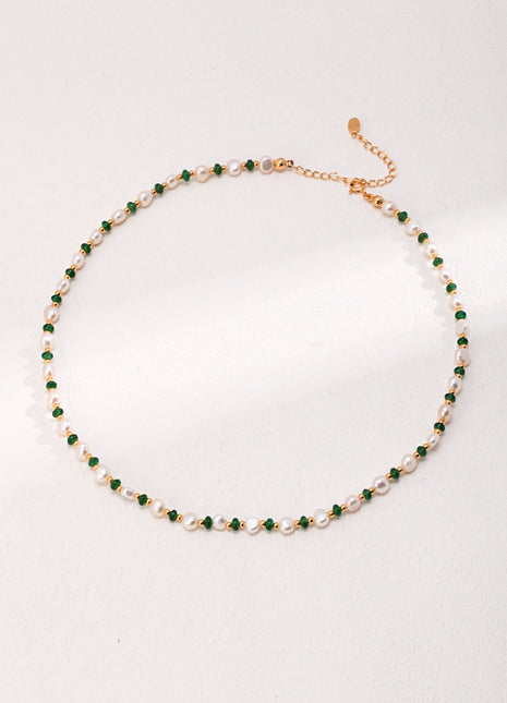 Pearl Emerald Necklace D0443-2