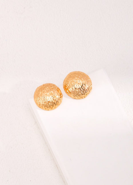 Hand - carved round earrings E01062