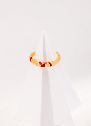 Simple Ring with Red String and Zircon J0246