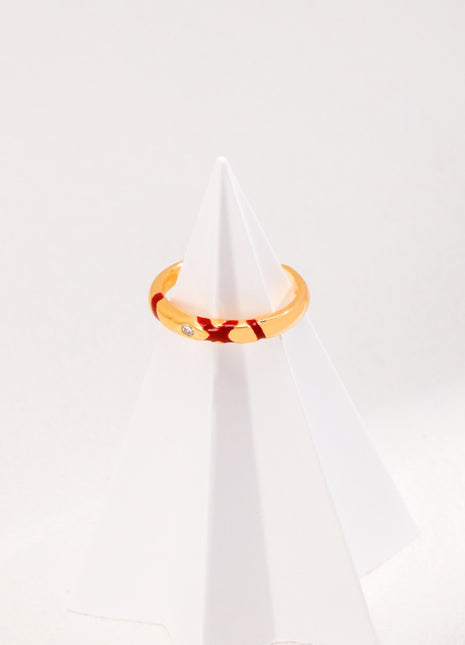 Simple Ring with Red String and Zircon J0246