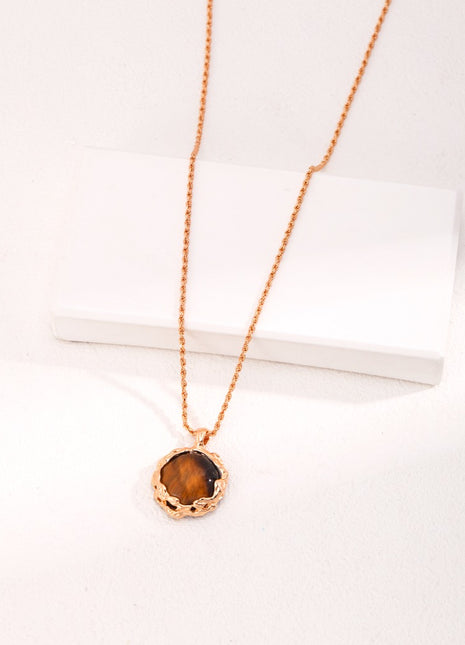 Hand - carved Tiger's Eye Pendant D0457