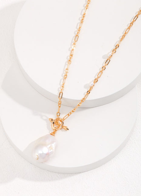 Sterling silver baroque pearl necklace D0350