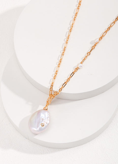 Sterling silver baroque pearl necklace D0350