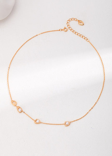 Simple pearl necklace d0464