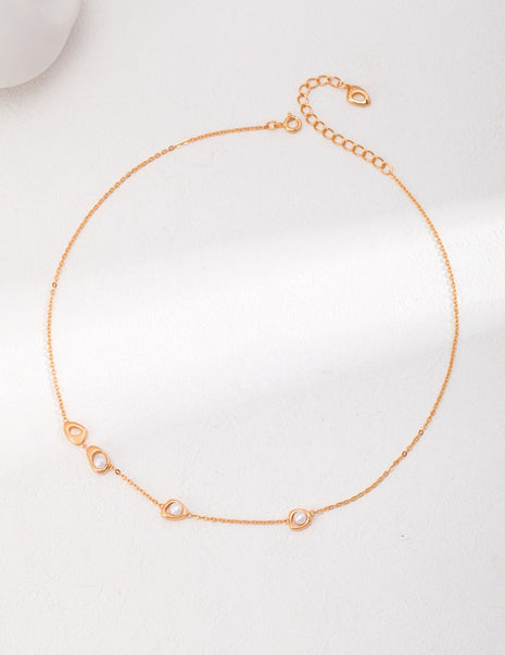 Simple pearl necklace d0464