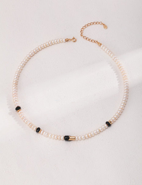 Sterling silver glazed pearl necklace D0392-2