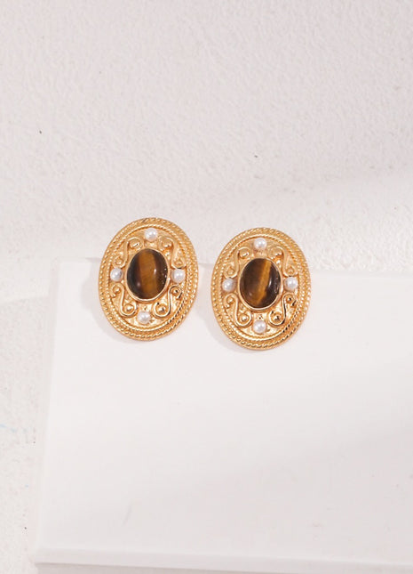Sterling silver tiger eye earrings E01096