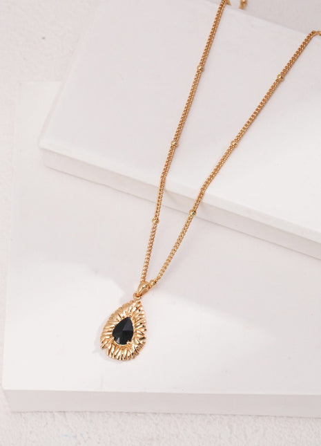 Sterling silver black zircon necklace D0472-2