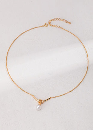 Sterling silver pearl necklace D0477-2