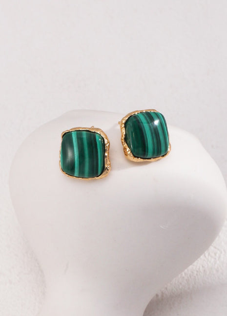 Sterling silver malachite earrings E01044-2