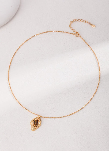 Sterling silver tiger eye necklace D0468-2