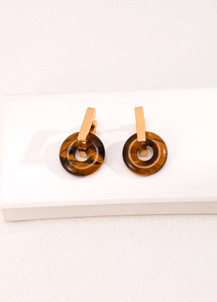 Natural Tiger's Eye Earrings E01067-2
