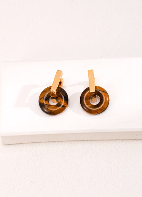 Natural Tiger's Eye Earrings E01067-2
