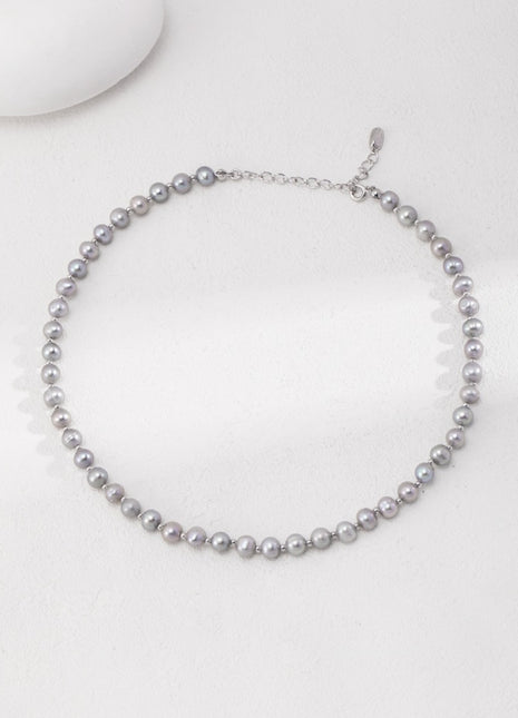 Sterling silver pearl necklace D0480-1