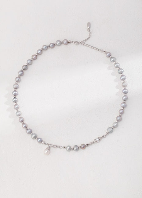 Sterling silver pearl necklace D0479-1