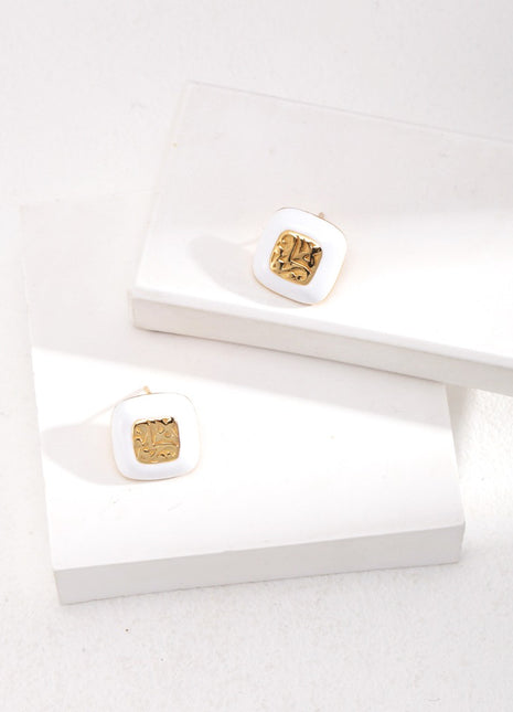 Sterling silver enamel stud earrings E01130