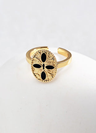 Vintage Black Glaze Ring J0232-2