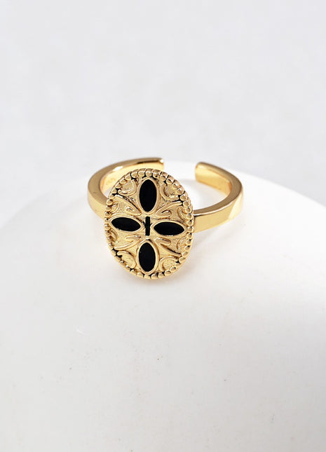 Vintage Black Glaze Ring J0232-2