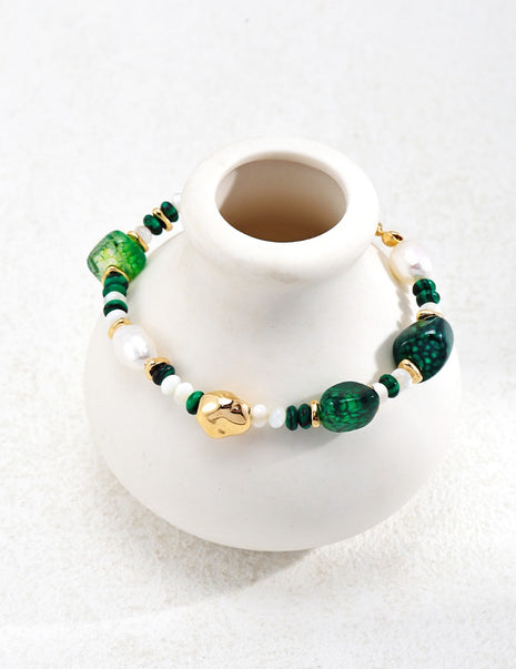 Sterling silver pearl agate bracelet SL0122-2