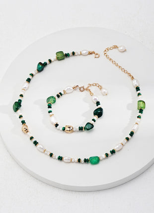 Sterling silver pearl agate necklace D0497-2