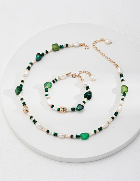 Sterling silver pearl agate necklace D0497-2