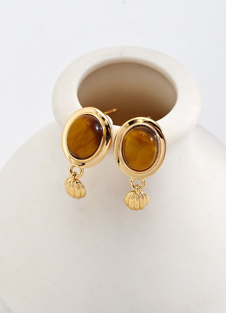 Sterling silver tiger eye earrings E01136-2