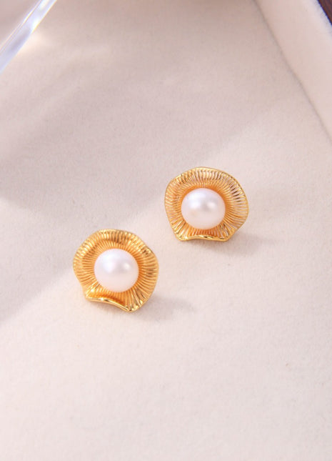 S925 Silver Flower Pearl Earrings CE0251