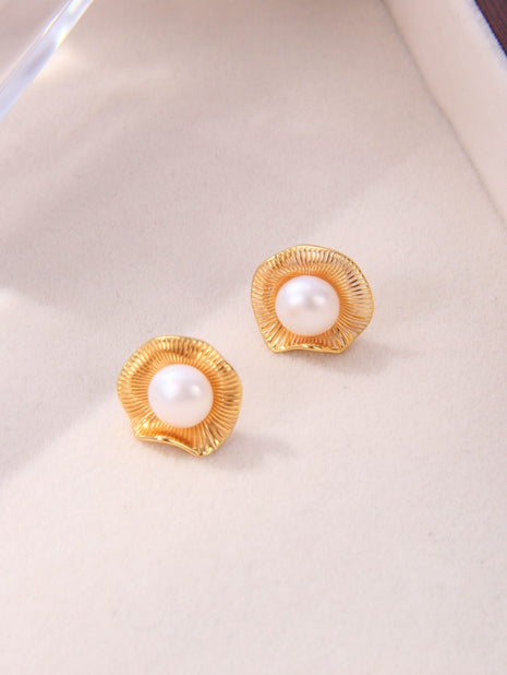 S925 Silver Flower Pearl Earrings CE0251