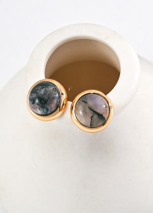 Aquatic agate silver earrings E01164