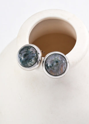 Aquatic agate silver earrings E01164