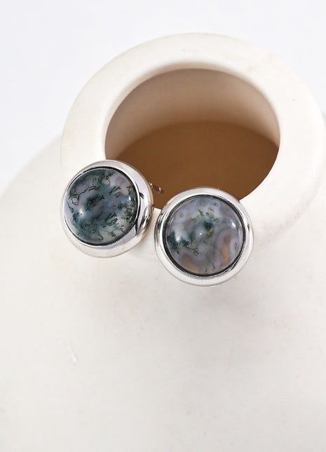 Aquatic agate silver earrings E01164