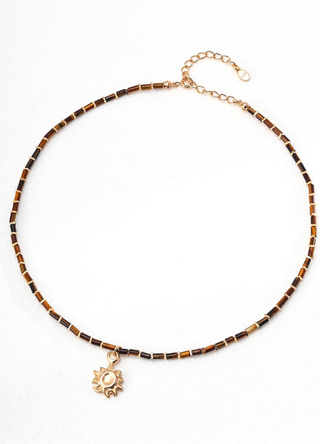 Sterling silver tiger eye necklace D0508-2