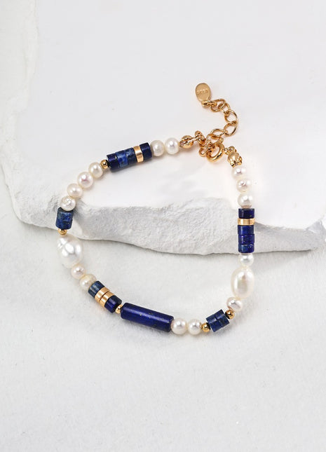 Sterling silver lapis pearl bracelet SL0136-2