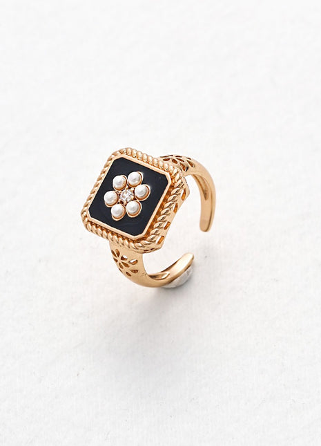 Sterling silver imitation pearl ring J0258-2