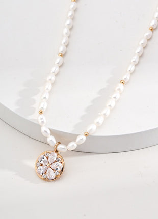 Sterling silver pearl necklace D0142-2