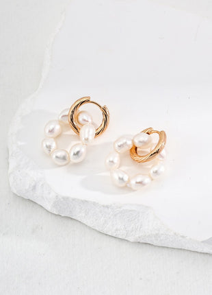 Sterling silver pearl earrings E01105-2