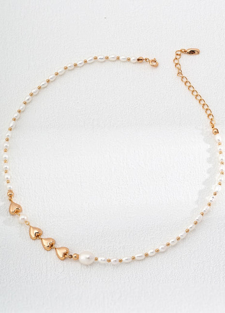 Natural Pearl Heart Necklace D0500