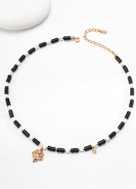 Sterling silver black agate necklace D0515-2