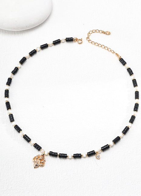 Sterling silver black agate necklace D0515-2