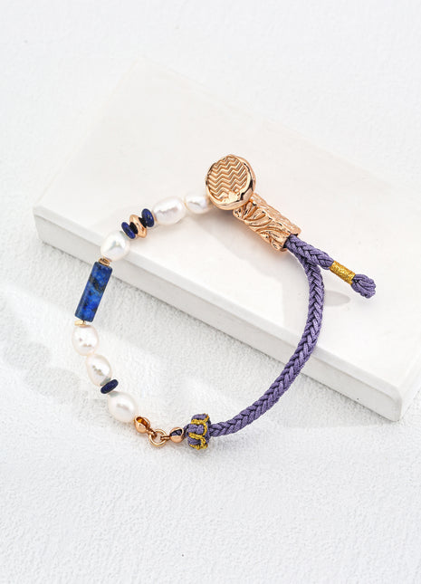 Sterling Silver Pearl Lapis Bracelet SL0130-2